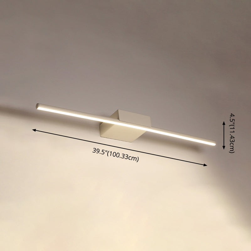 1-Light Linear Wall Sconce Modern Simple Style  Mirror Wall Lighting in White