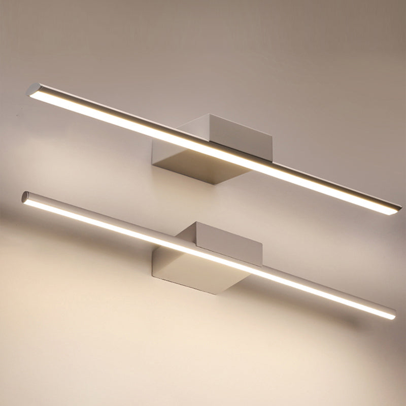 1-Light Linear Wall Sconce Modern Simple Style  Mirror Wall Lighting in White