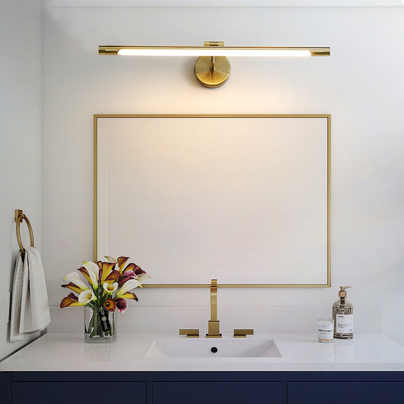 Sconcetto muro di tonalità lineare a 1 luce moderna moderna illuminazione da parete specchio in stile semplice in ottone