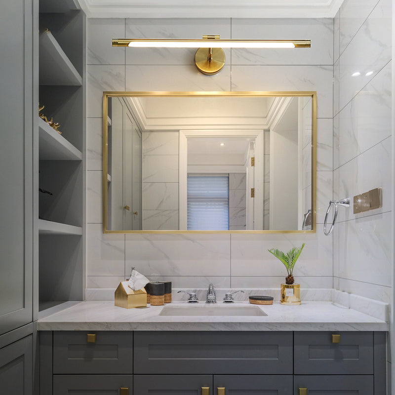 Sconcetto muro di tonalità lineare a 1 luce moderna moderna illuminazione da parete specchio in stile semplice in ottone