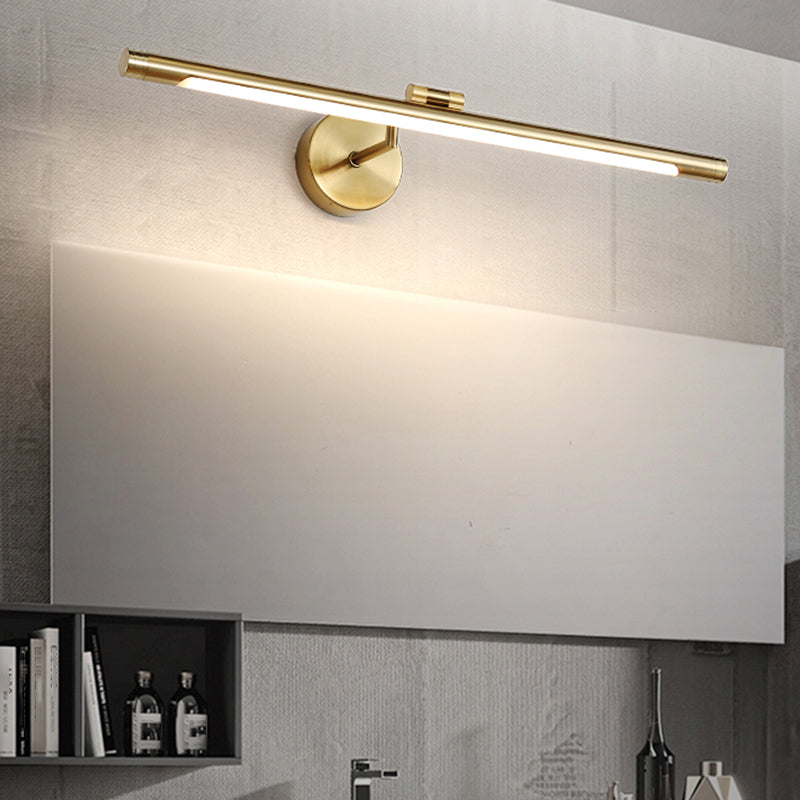 Sconcetto muro di tonalità lineare a 1 luce moderna moderna illuminazione da parete specchio in stile semplice in ottone