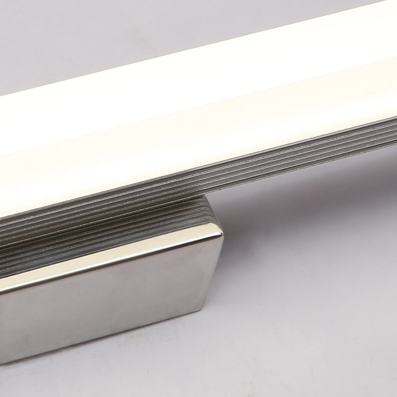 1-Light Linear Shade Wall Sconce Modern Simple Style Mirror Wall Lighting in Silver