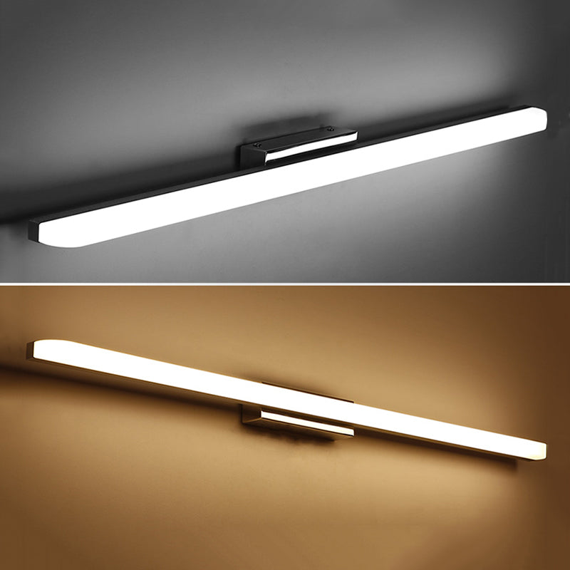 1-Light Linear Shade Wall Sconce Modern Simple Style Mirror Wall Lighting in Silver