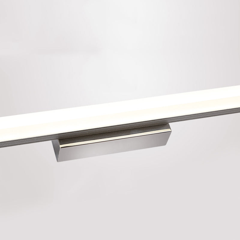 1-Light Linear Shade Wall Sconce Modern Simple Style Mirror Wall Lighting in Silver