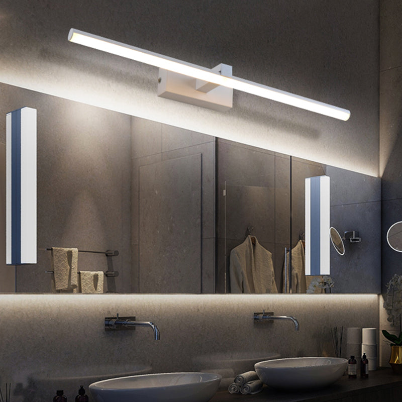 Acconde da muro di tonalità lineare a 1 luce moderna moderna illuminazione da parete specchio in stile semplice in bianco