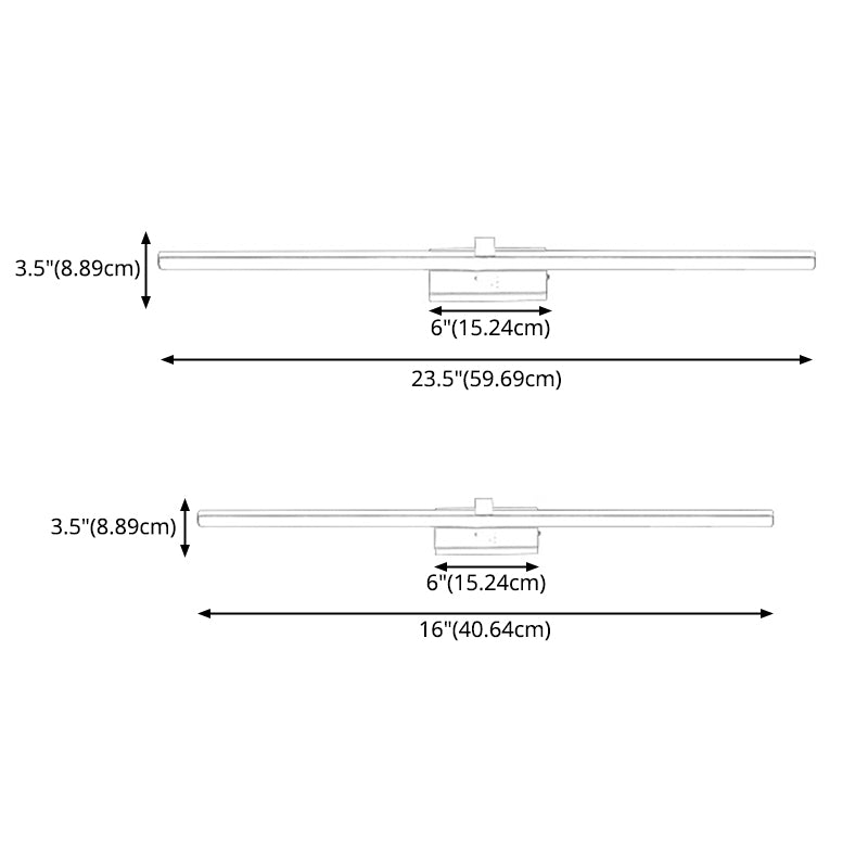 Acconde da muro di tonalità lineare a 1 luce moderna moderna illuminazione da parete specchio in stile semplice in bianco