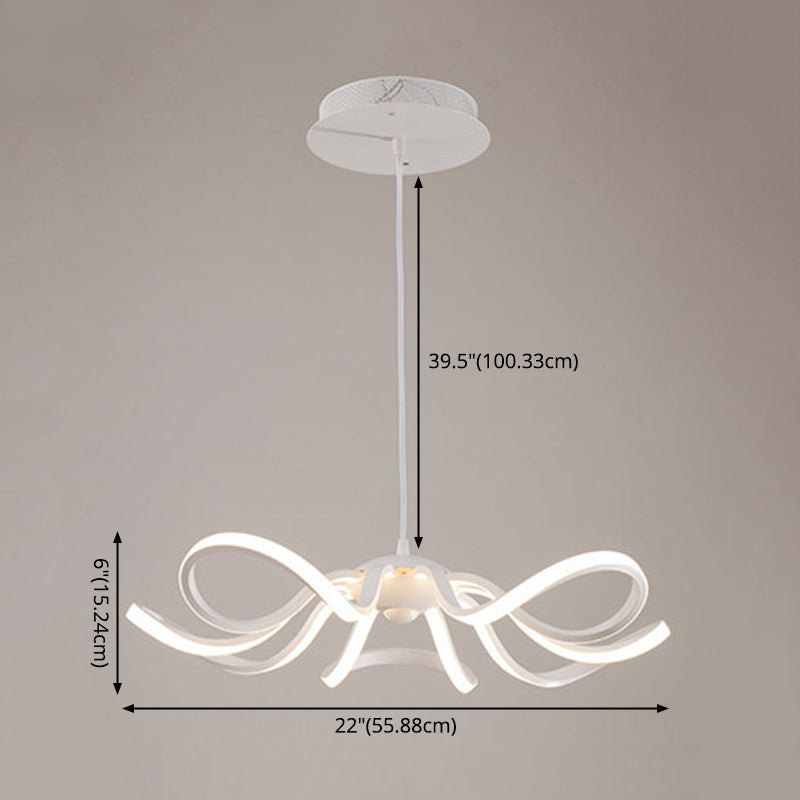 Acrylic White LED Hanging Lamp in Modern Simplicity Aluminium Linear Pendant Light for Dining Room