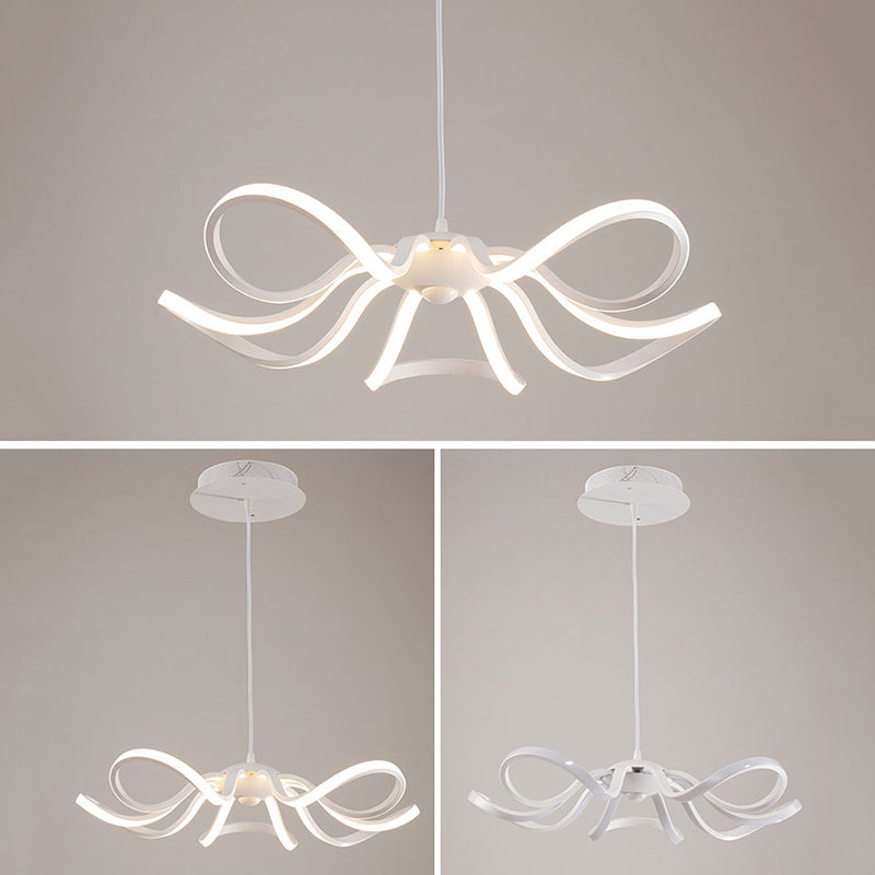 Acrylic White LED Hanging Lamp in Modern Simplicity Aluminium Linear Pendant Light for Dining Room