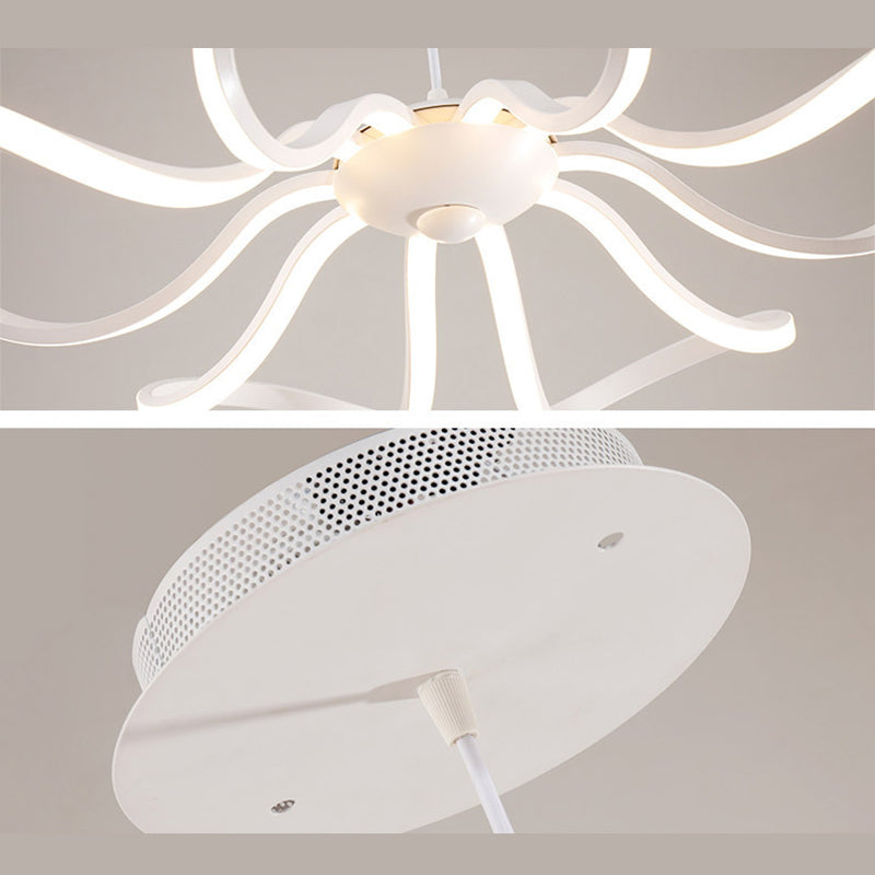 Acrylic White LED Hanging Lamp in Modern Simplicity Aluminium Linear Pendant Light for Dining Room