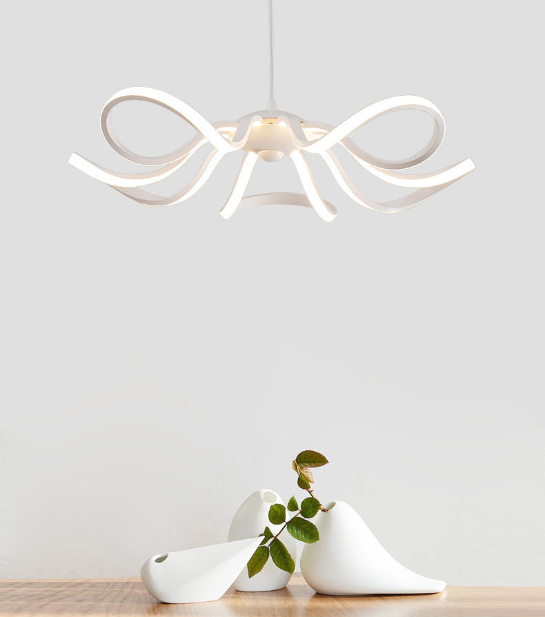 Acrylic White LED Hanging Lamp in Modern Simplicity Aluminium Linear Pendant Light for Dining Room