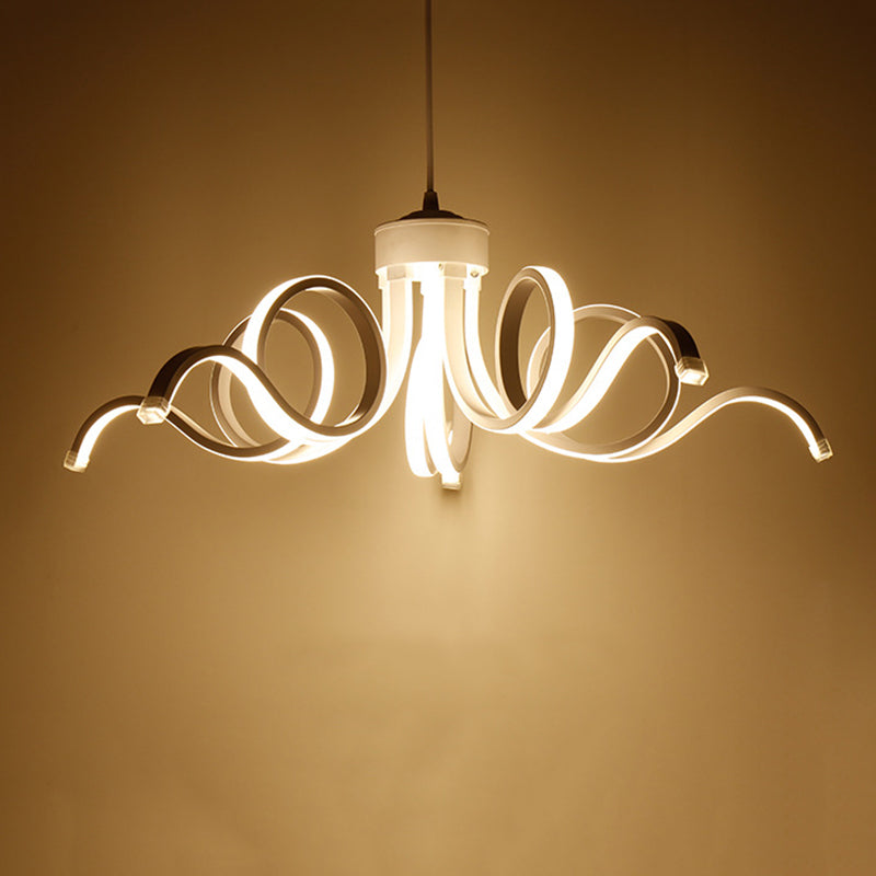 Acrylic White LED Hanging Lamp in Modern Simplicity Aluminium Linear Pendant Light for Dining Room