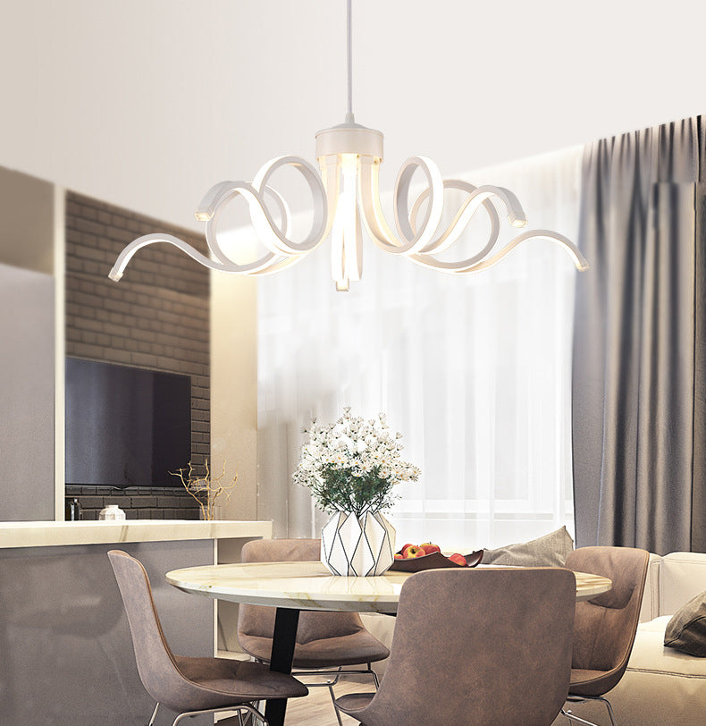 Acrylic White LED Hanging Lamp in Modern Simplicity Aluminium Linear Pendant Light for Dining Room