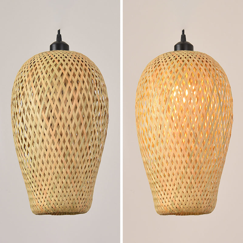 Lampada a ciondolo di bambù giapponese BEIGE BEIGE Luce sospesa