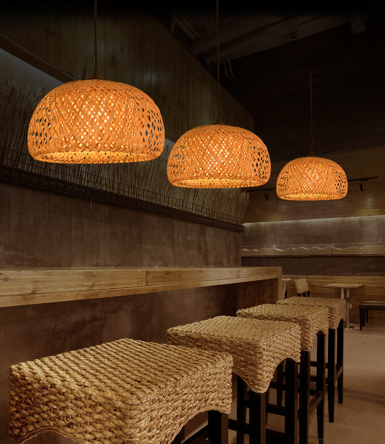 Lampada a ciondolo di bambù giapponese BEIGE BEIGE Luce sospesa