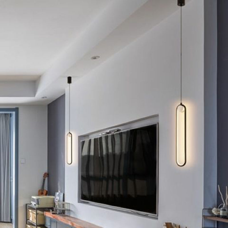 Minimalism Metal LED Hanging Ceiling Light 1-Light Linear Ceiling Pendant Light