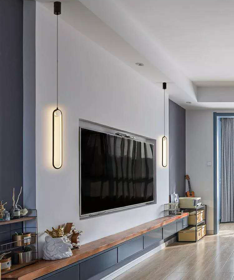 Minimalism Metal LED Hanging Ceiling Light 1-Light Linear Ceiling Pendant Light