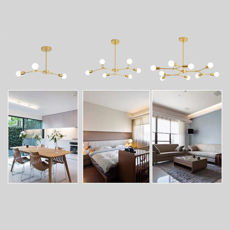 Lámpara de colgación de luz múltiple de lámpara de metal rama para sala de estar para sala de estar