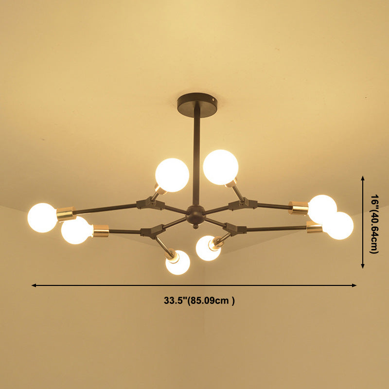 Luz colgante ajustable de negro de lámpara de metal múltiple ligero para sala de estar