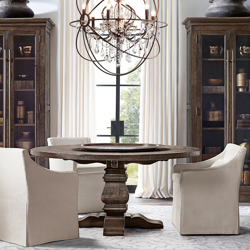 Gyroscope Chandelier Modern Crystal Living Room Hanging Light Fixture in Rust