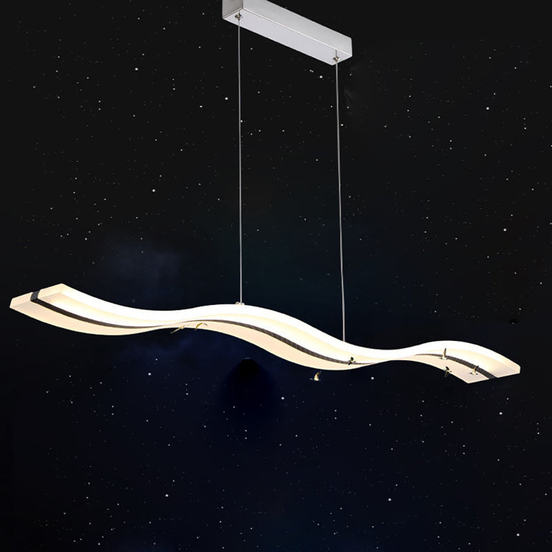 Dinning Room Island Pendant Light Simple White Over Island Lighting with Wave Metal Shade