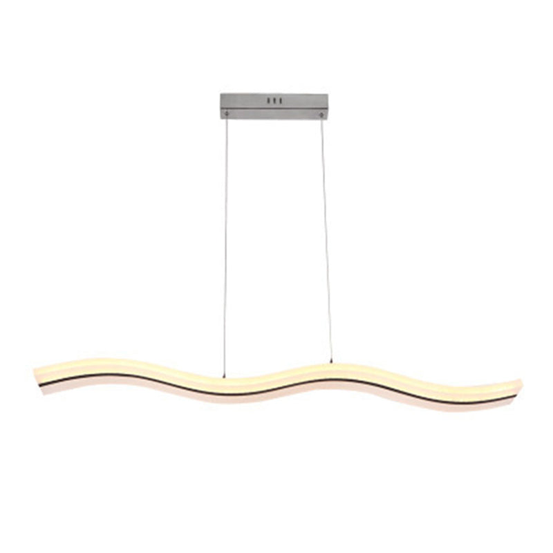 Dinning Room Island Pendant Light Simple White Over Island Lighting with Wave Metal Shade