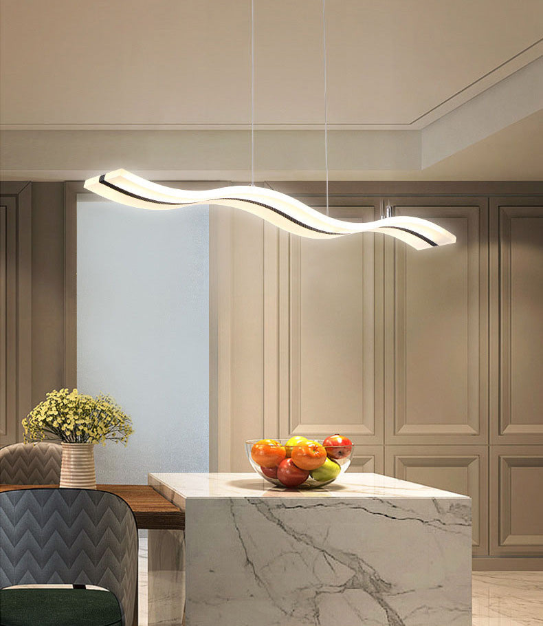 Dinning Room Island Pendant Light Simple White Over Island Lighting with Wave Metal Shade
