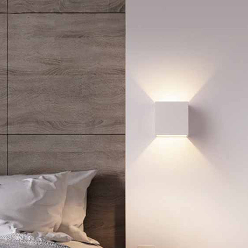 Cubo accesorios de iluminación neutral caliente con sombra de vidrio transparente para dormitorio