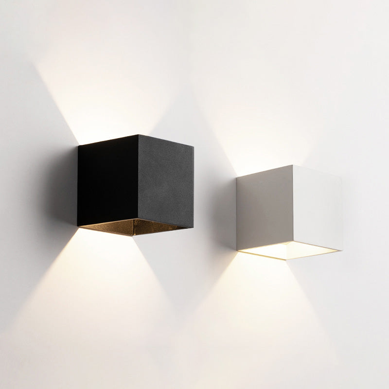 Cubo accesorios de iluminación neutral caliente con sombra de vidrio transparente para dormitorio