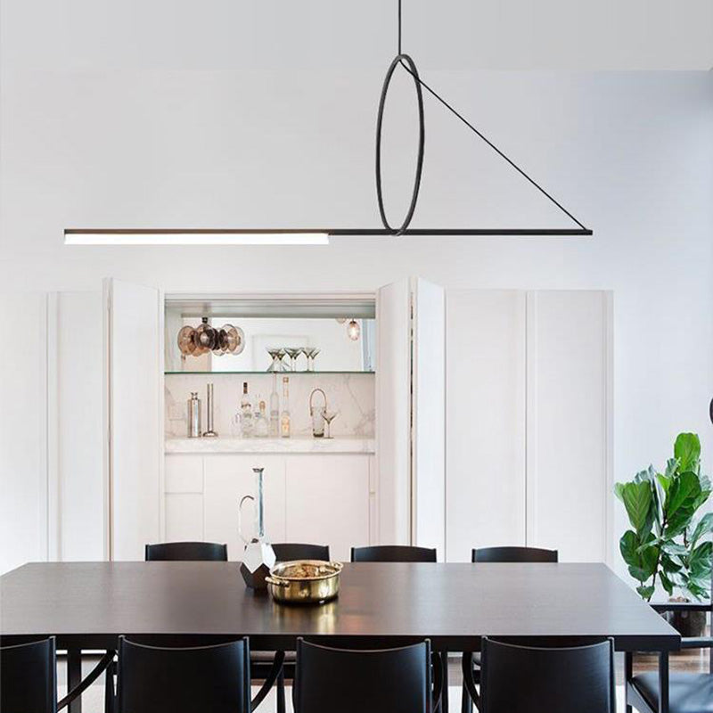 Black Geometric Island Affermazione del soffitto Minimalista in stile Minimalist Isola LED ILLUCIMAZIONE