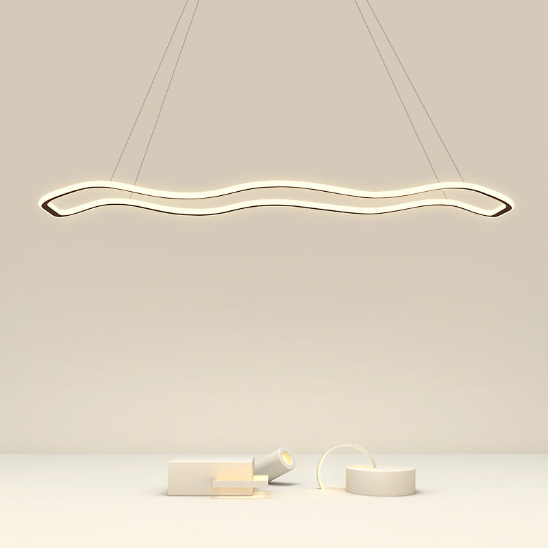 Metal Wavy Island Pendant Light Modern Style LED Island Lighting Fixture for Dinning Room