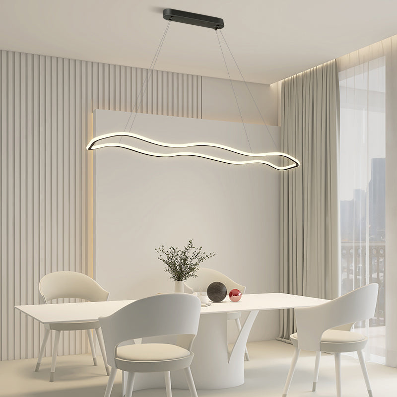 Metal Wavy Island Pendant Light Modern Style LED Island Lighting Fixture for Dinning Room