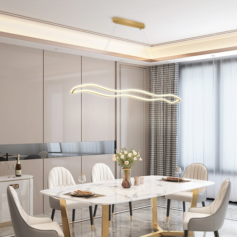 Metal Wavy Island Pendant Light Modern Style LED Island Lighting Fixture for Dinning Room