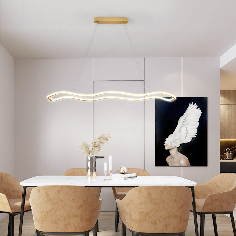 Metal Wavy Island Pendant Light Modern Style LED Island Lighting Fixture for Dinning Room