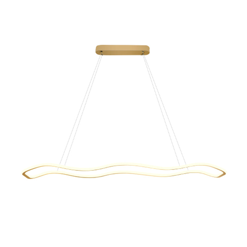 Metal Wavy Island Pendant Light Modern Style LED Island Lighting Fixture for Dinning Room