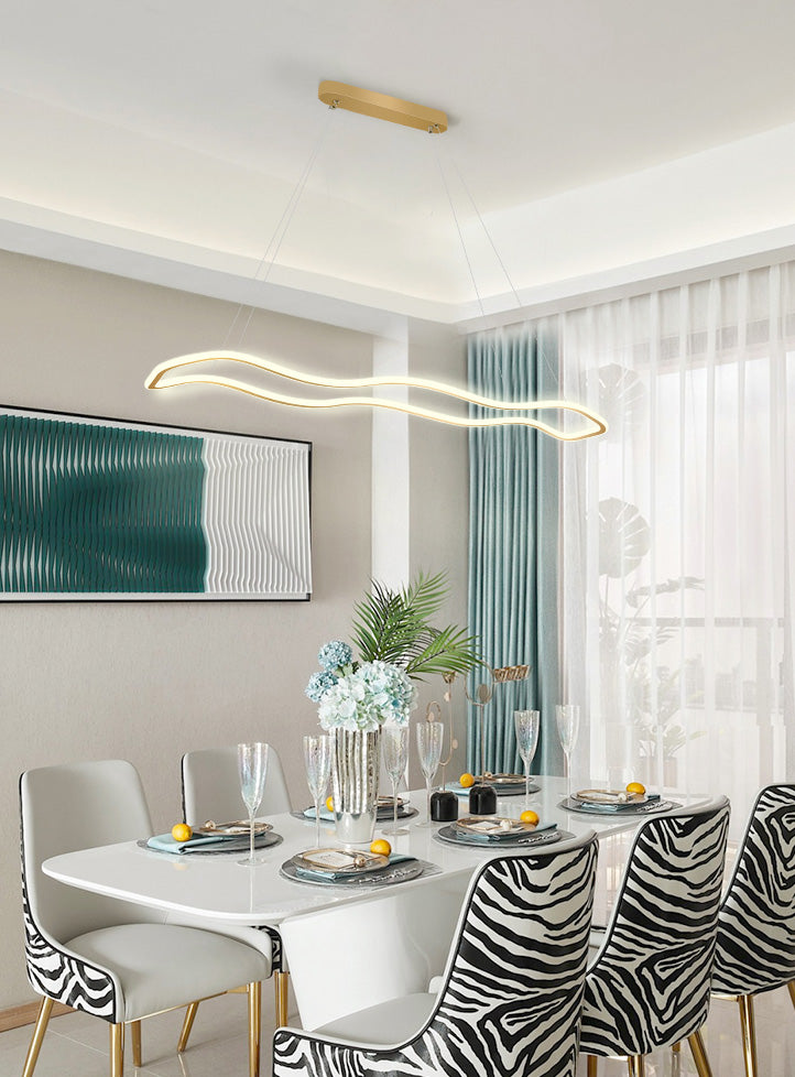 Metal Wavy Island Pendant Light Modern Style LED Island Lighting Fixture for Dinning Room