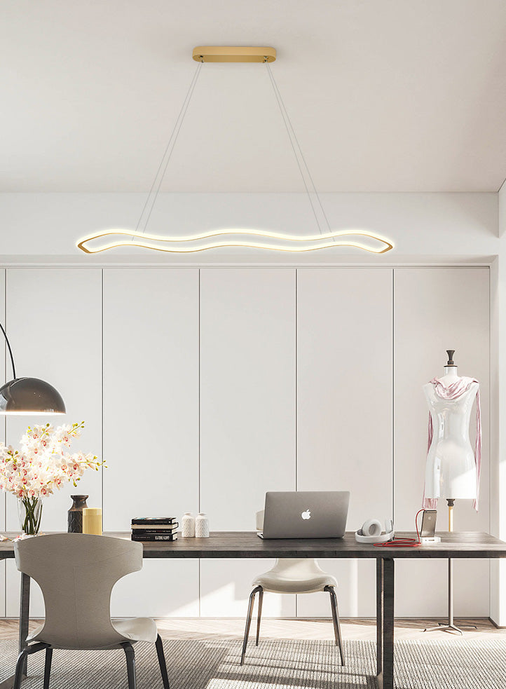 Metal Wavy Island Pendant Light Modern Style LED Island Lighting Fixture for Dinning Room