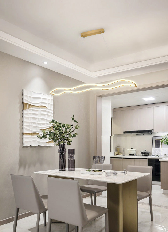 Metal Wavy Island Pendant Light Modern Style LED Island Lighting Fixture for Dinning Room