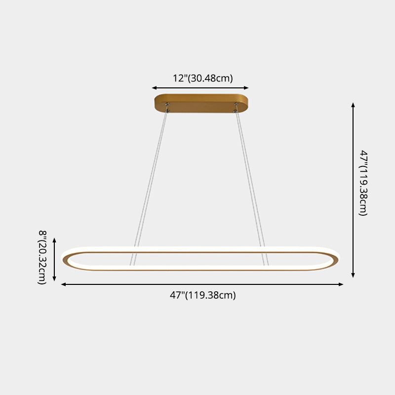 Minimalist Oval Island Lighting Fixture Metal Dinning Room LED Island Ceiling Light