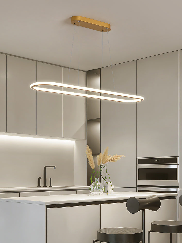 Minimalist Oval Island Lighting Fixture Metal Dinning Room LED Island Ceiling Light