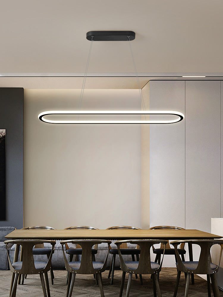 Minimalist Oval Island Lighting Fixture Metal Dinning Room LED Island Ceiling Light