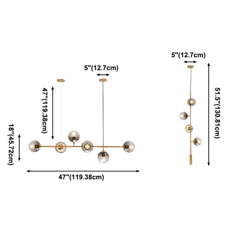 Bubble Isola Glass Isola Funzione a sospensione in stile oro in stile contemporaneo