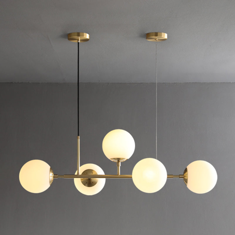 Round Dinning Room Island Pendant Light Glass Minimalist Style Hanging Island Light