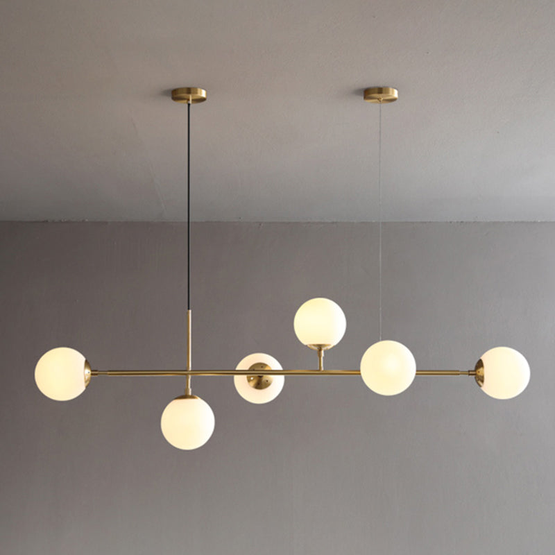 Round Dinning Room Island Pendant Light Glass Minimalist Style Hanging Island Light