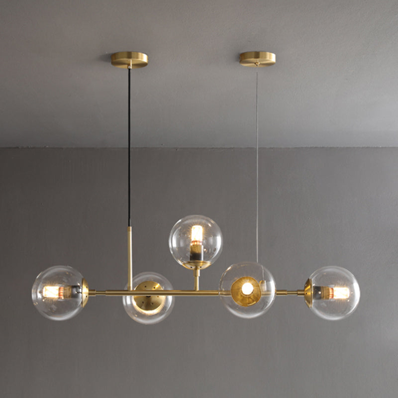 Round Dinning Room Island Pendant Light Glass Minimalist Style Hanging Island Light