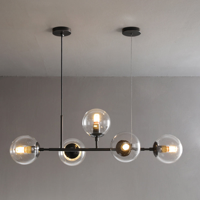 Round Dinning Room Island Pendant Light Glass Minimalist Style Hanging Island Light