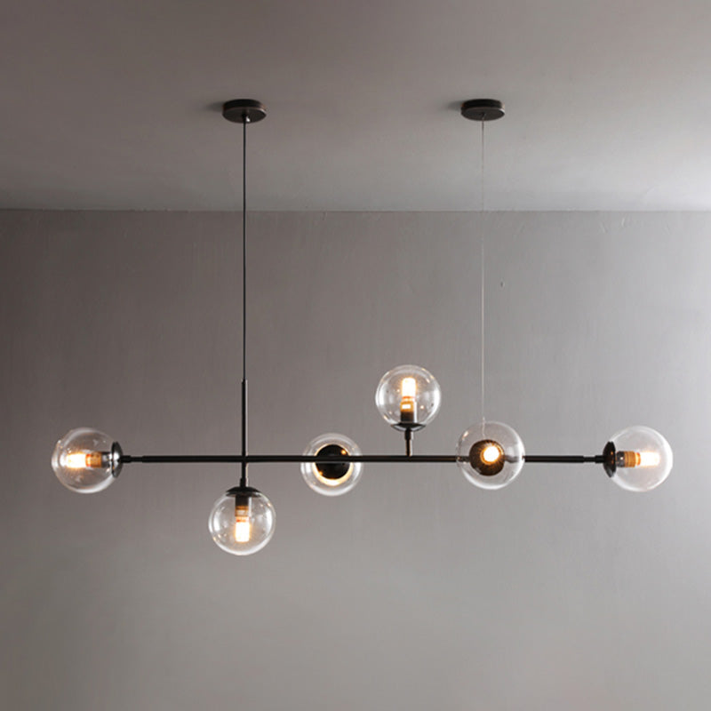 Round Dinning Room Island Pendant Light Glass Minimalist Style Hanging Island Light