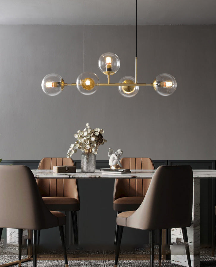 Round Dinning Room Island Pendant Light Glass Minimalist Style Hanging Island Light