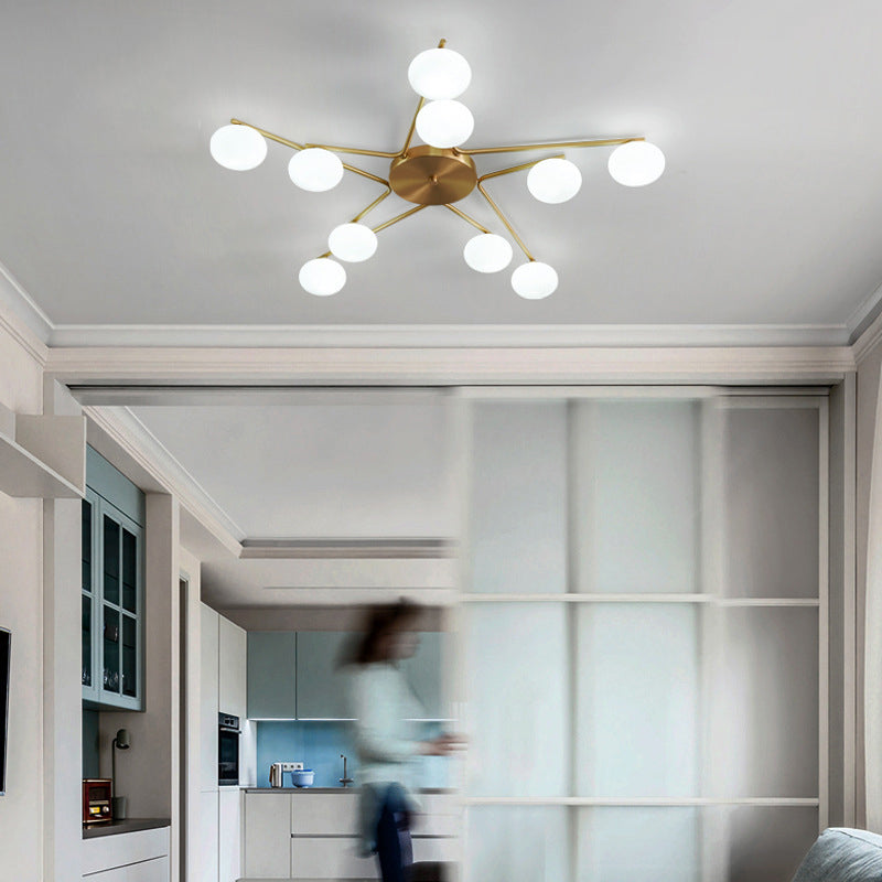 Plafonnier en verre et laiton, Style créatif moderne, en cuivre, montage encastré Spoutnik pour salon
