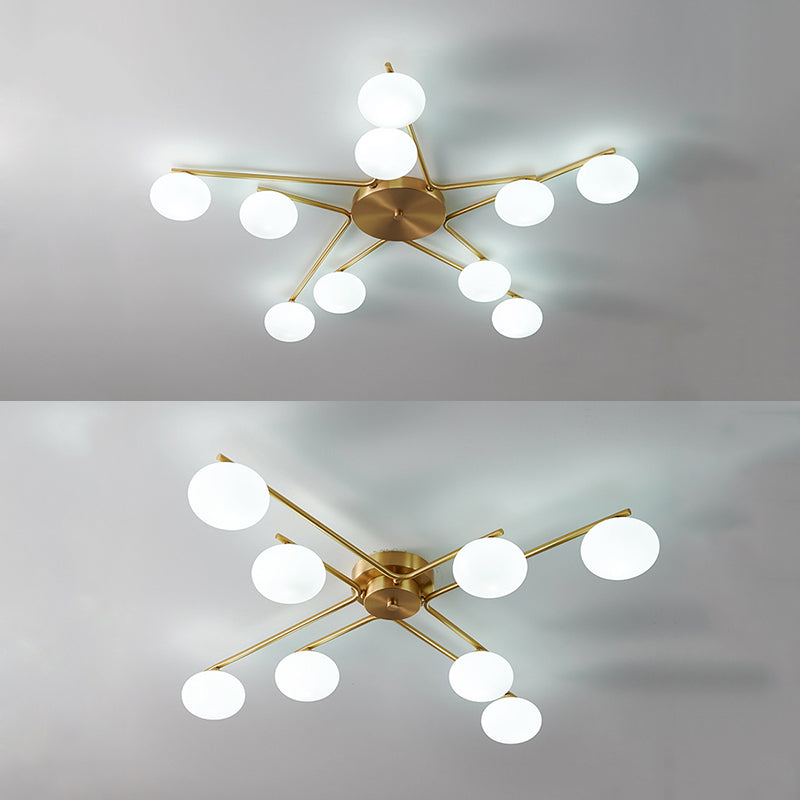 Plafonnier en verre et laiton, Style créatif moderne, en cuivre, montage encastré Spoutnik pour salon
