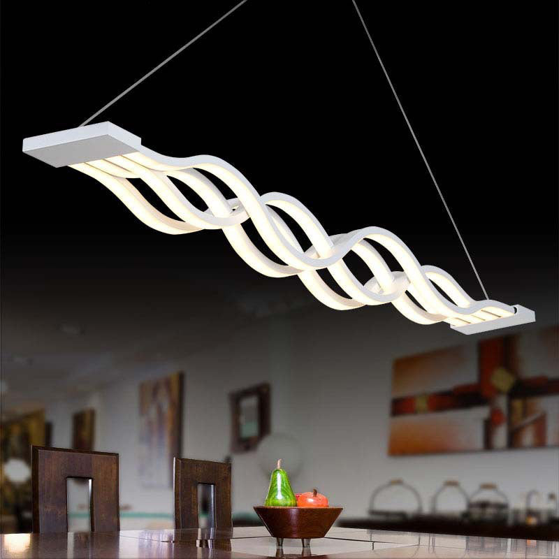 Acrylic White LED Island Light in Modern Concise Style Iron Linear Pendant Light for Dining Room
